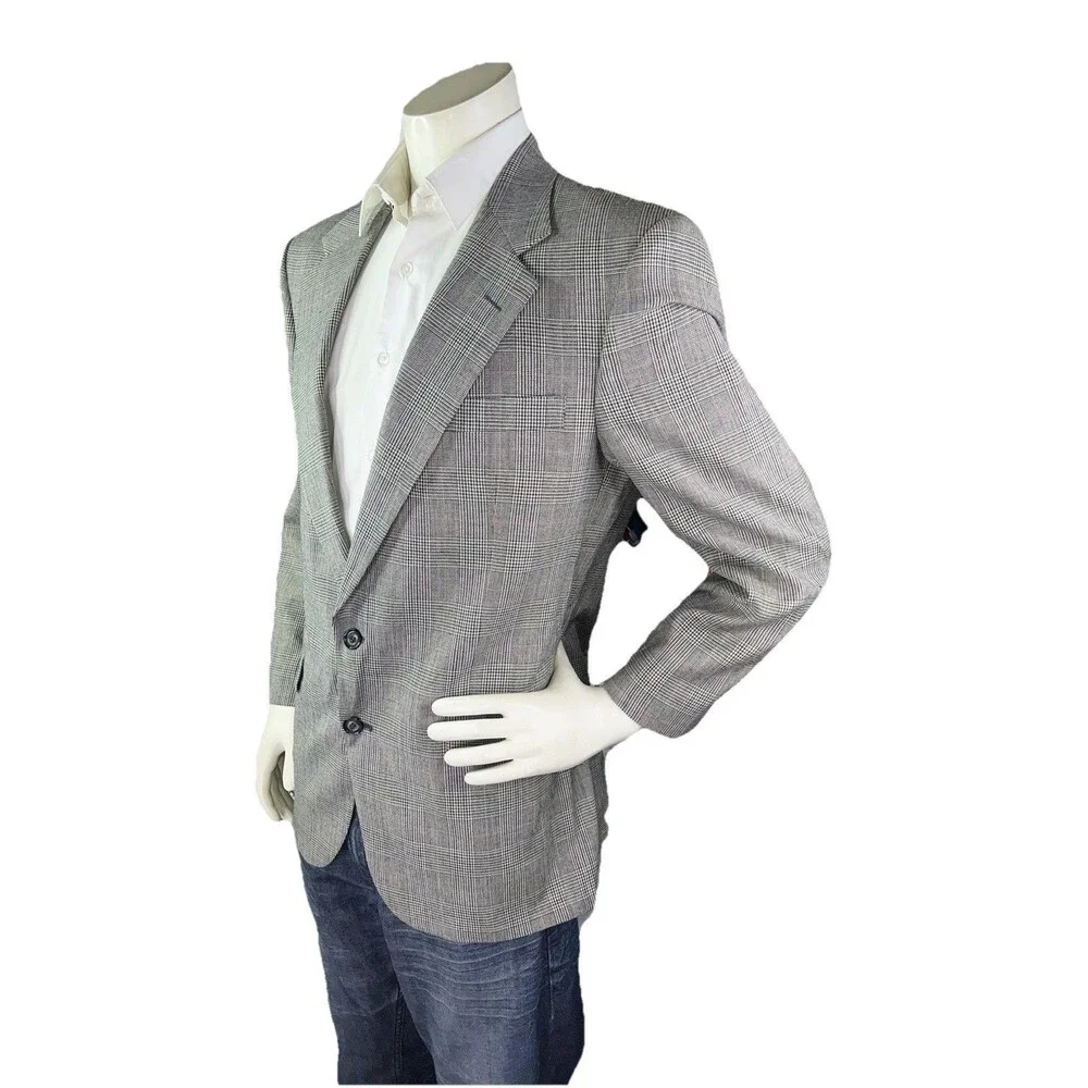 Vintage Bert Pulitzer Blazer Mens 40R Glen Plaid Sport Coat Jacket Made in USA